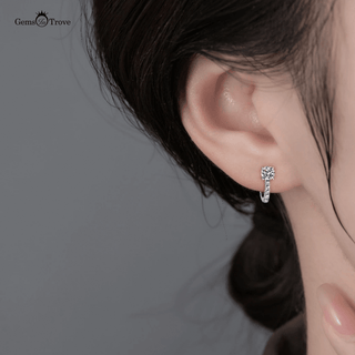 Moissanite Stud Earrings Pave Halo