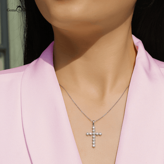 Bezel Set Moissanite Cross Pendant
