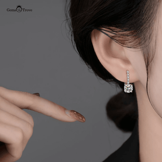Round Cut Moissanite Leverback Earrings