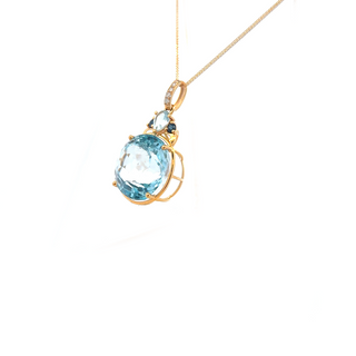 Blue Topaz Floral Halo Pendant