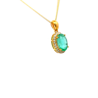 Classic Oval Emerald Halo Pendant