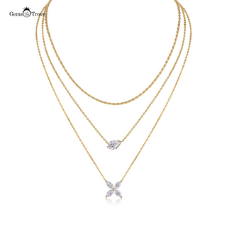 Moissanite triple layered necklace