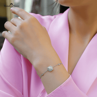 Intricate Moissanite Silver Bracelet