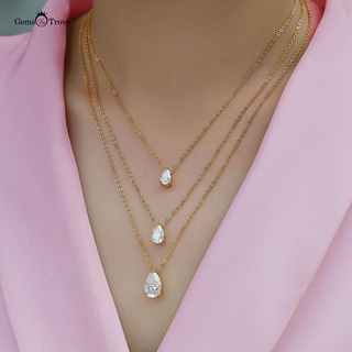Triple-Tiered Pear Moissanite Necklace