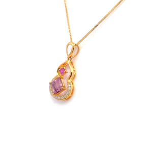 Square Pink Spinel Ruby Accent Pendant