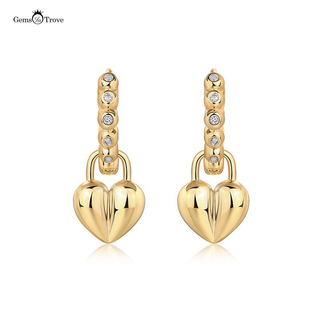 Moissanite Gold Heart Earrings Drop