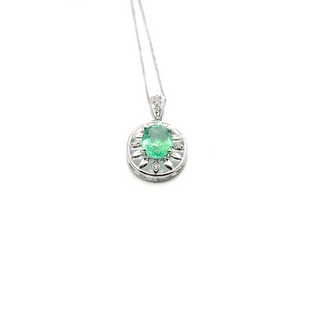 Emerald Diamond Oval Pendant