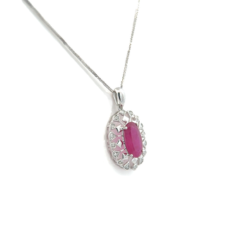 Oval Ruby Halo Pendant