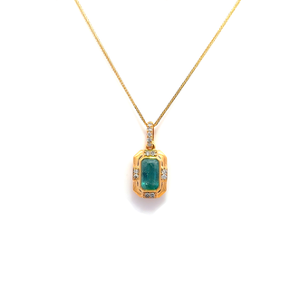 Emerald Whisper Diamond Accent Pendant