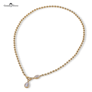 Beaded Teardrop Moissanite Necklace