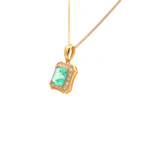 Emerald Petite Square Pendant