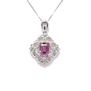 Rectangular Pink Spinel Diamond Pendant