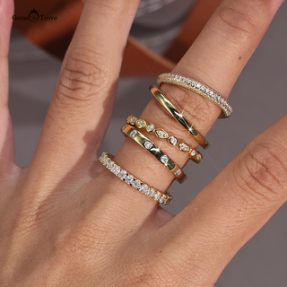 Moissanite Stackable Gold Ring Set