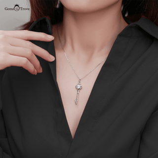 Moissanite Diamond Women's Key Pendant