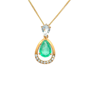 Emerald Aquamarine Duo Pendant