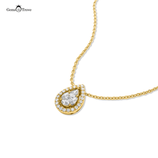 Illusion Pear Halo Diamond Pendant
