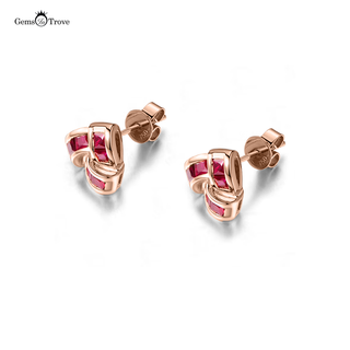 Ruby Earrings Studs Princess Cut