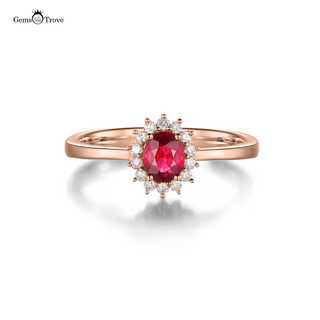 Ruby Ring Oval with Diamonds