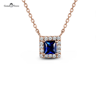 Deep Blue Sapphire Halo Pendant