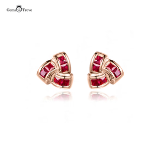 Ruby Earrings Studs Princess Cut