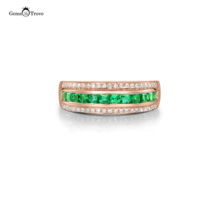 Emerald Wedding Band with Diamonds