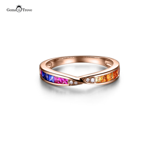 Multi Colored Sapphire Ring Rainbow-Gemstones