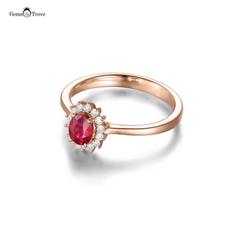 Ruby Ring Oval with Diamonds