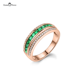 Emerald Wedding Band with Diamonds