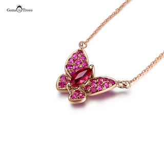 Ruby Pendant Butterfly Necklace