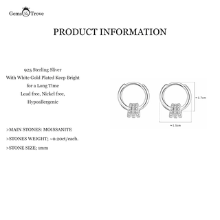 Moissanite Embellished Triple Hoop Earrings