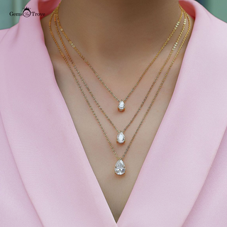 Triple-Tiered Pear Moissanite Necklace