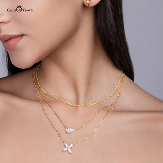 Moissanite triple layered necklace