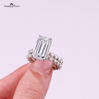 Moissanite Emerald Cut Stackable Rings