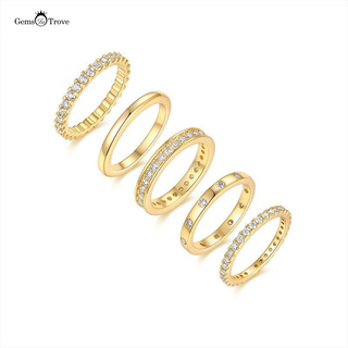 Elegant Moissanite Ring Set Gold