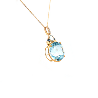 Blue Topaz Floral Halo Pendant