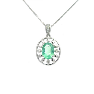 Emerald Diamond Oval Pendant