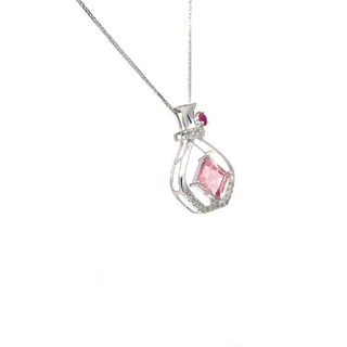 Radiant Pink Tourmaline Square Pendant