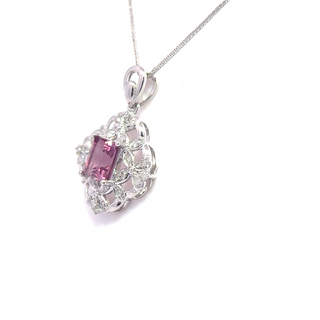 Rectangular Pink Spinel Diamond Pendant