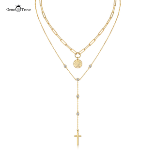 Cross Charm Gold Moissanite Pendant