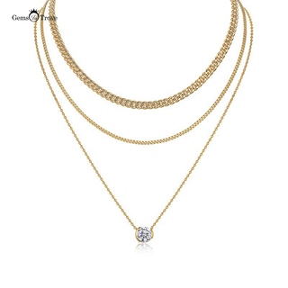 3ct Moissanite Bezel Stacking Necklace