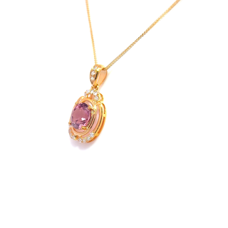 Oval Pink Spinel Halo Pendant