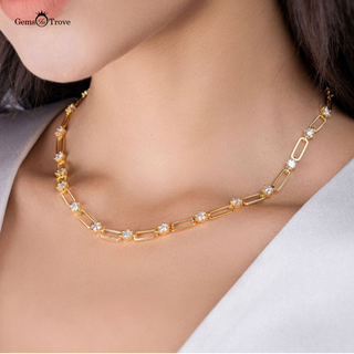 Classic Gold Link Moissanite Necklace