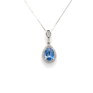 Sapphire Couture Diamond Halo Pendant