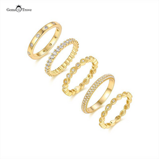 Gold Moissanite Stackable Ring Set