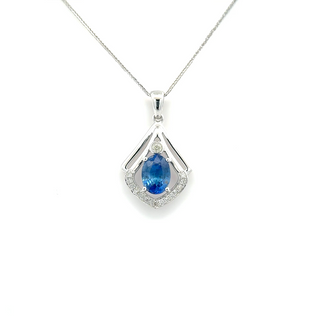 Oval Sapphire White Gold Pendant
