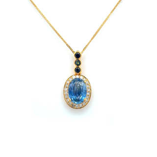 Vintage Oval Sapphire Diamond Pendant