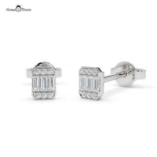 Baguette and Round Diamond Earrings