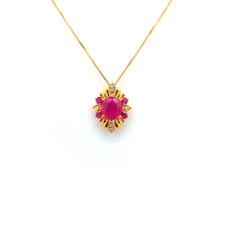 Radiant Ruby Sunburst Pendant