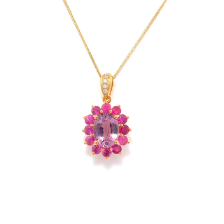 Pink Spinel Ruby Cluster Pendant