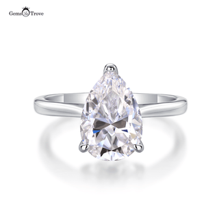 Elegant Pear Moissanite Solitaire Ring